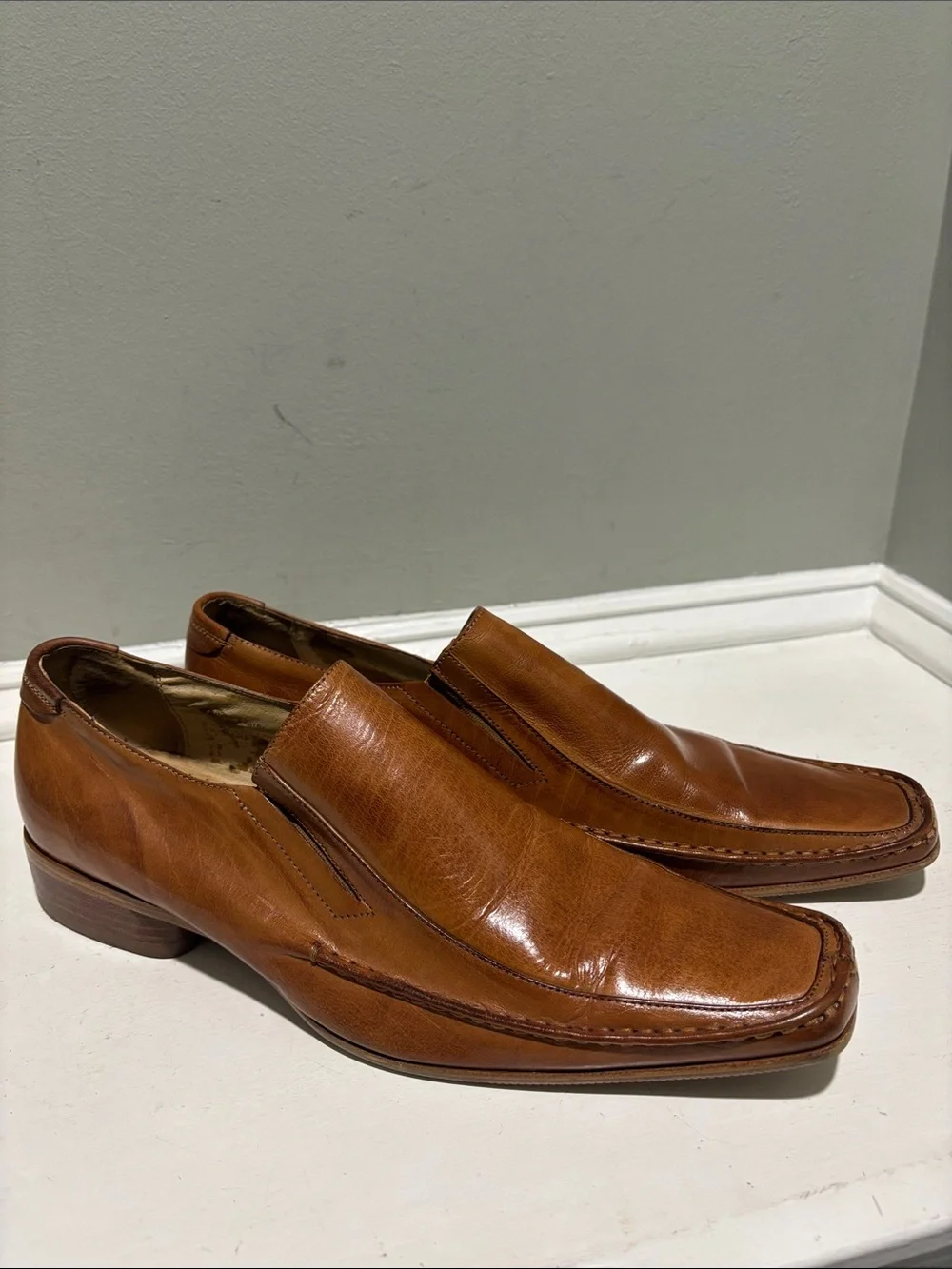 Fratelli Select Genuine Leather Men's Slip-On Brown Dress Loafers - size 9.5